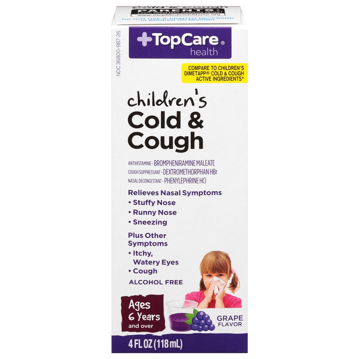 slide 10 of 10, TopCare Health Children's Grape Flavor Cold & Cough 4 fl oz, 4 fl oz