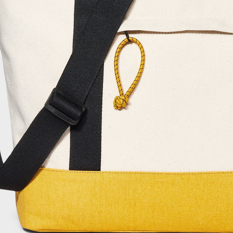 slide 5 of 5, Men's Double Handle Tote Bag - Goodfellow & Co™ Beige/Yellow: Cotton Shell, Detachable Straps, 58.25" Strap, 1 ct