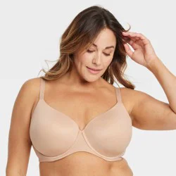 Women's Lightly Lined Solid Full Coverage Bra - Auden™ Pearl Tan 46D: Adjustable Straps, Underwire, Molded Cups, Plus Size