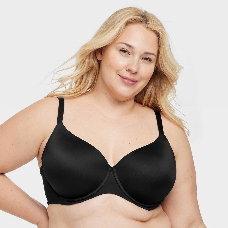 slide 1 of 4, Women's Lightly Lined Full Coverage Bra - Auden™ Black 46DD: Adjustable Straps, Underwire, Molded Cup, 1 ct