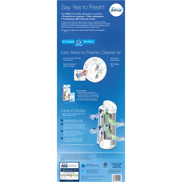 slide 6 of 13, Febreze HEPA-type Tower Air Purifier, 1 ct