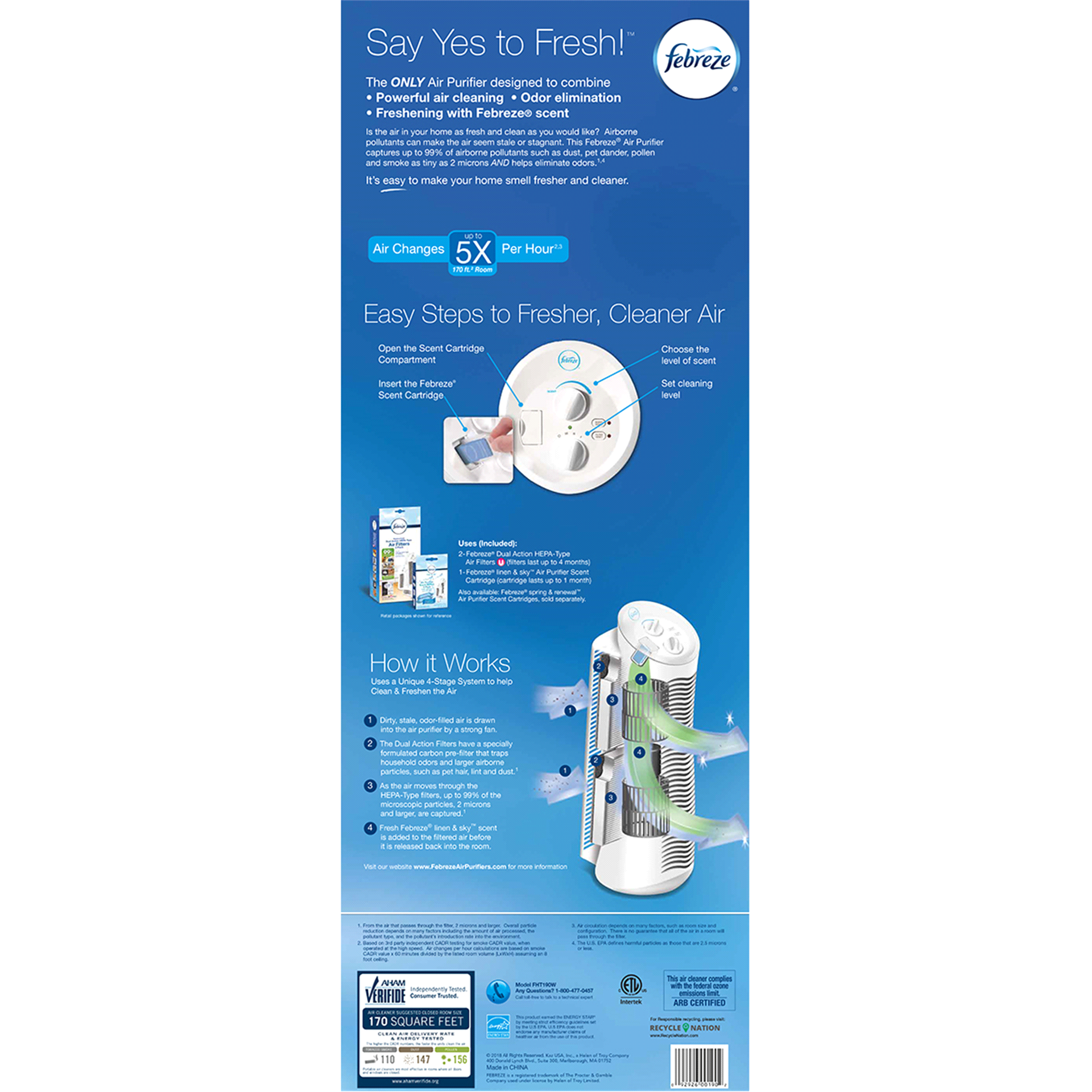 slide 7 of 13, Febreze HEPA-type Tower Air Purifier, 1 ct