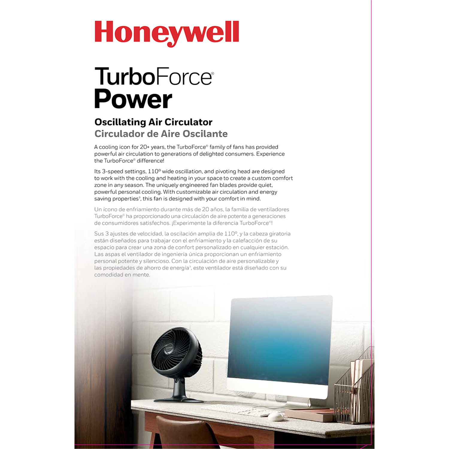 slide 2 of 3, Honeywell HT-906 Turbo Force Oscillating Table Fan, 1 ct