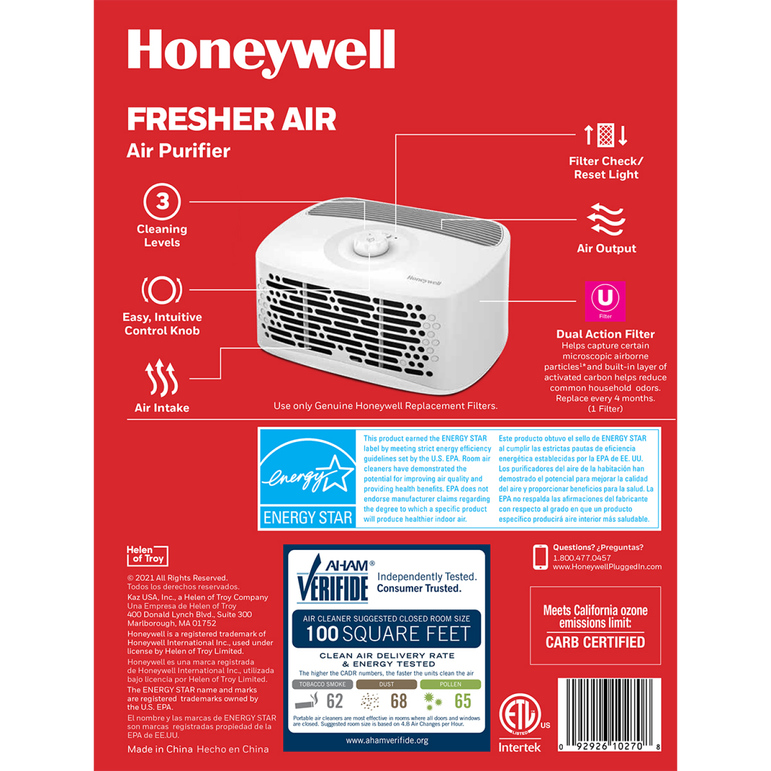 slide 2 of 5, Honeywell Compact Tabletop Air Purifier 1 ea, 1 ct