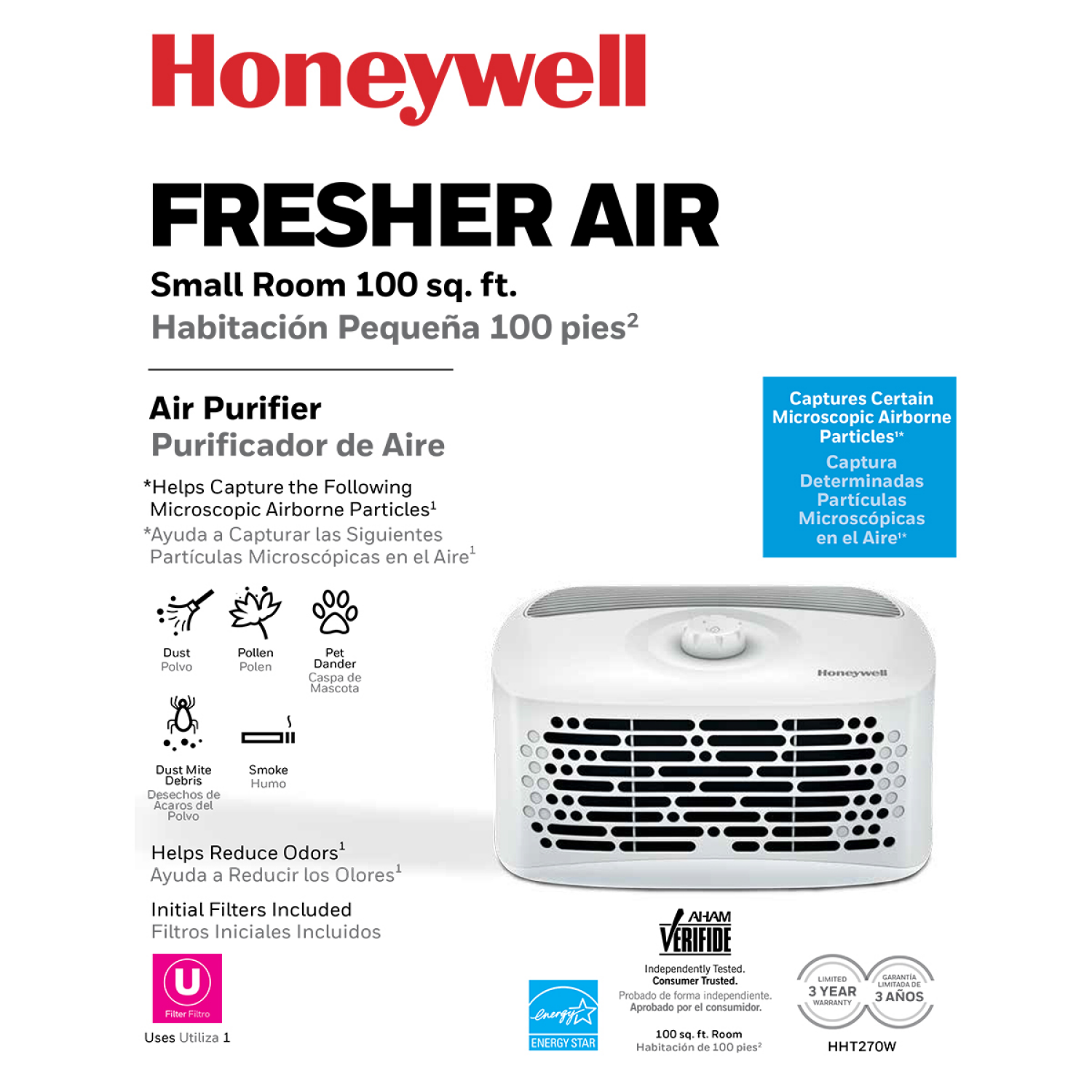 slide 3 of 5, Honeywell Compact Tabletop Air Purifier 1 ea, 1 ct