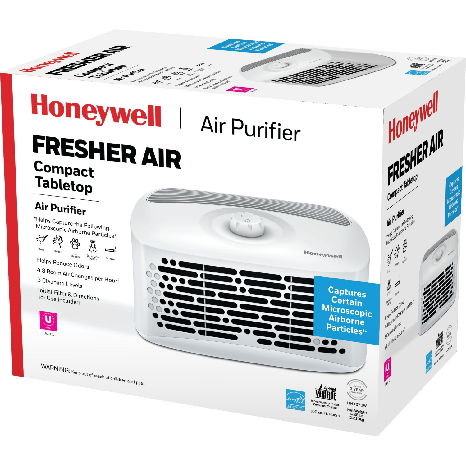 slide 1 of 5, Honeywell Compact Tabletop Air Purifier 1 ea, 1 ct
