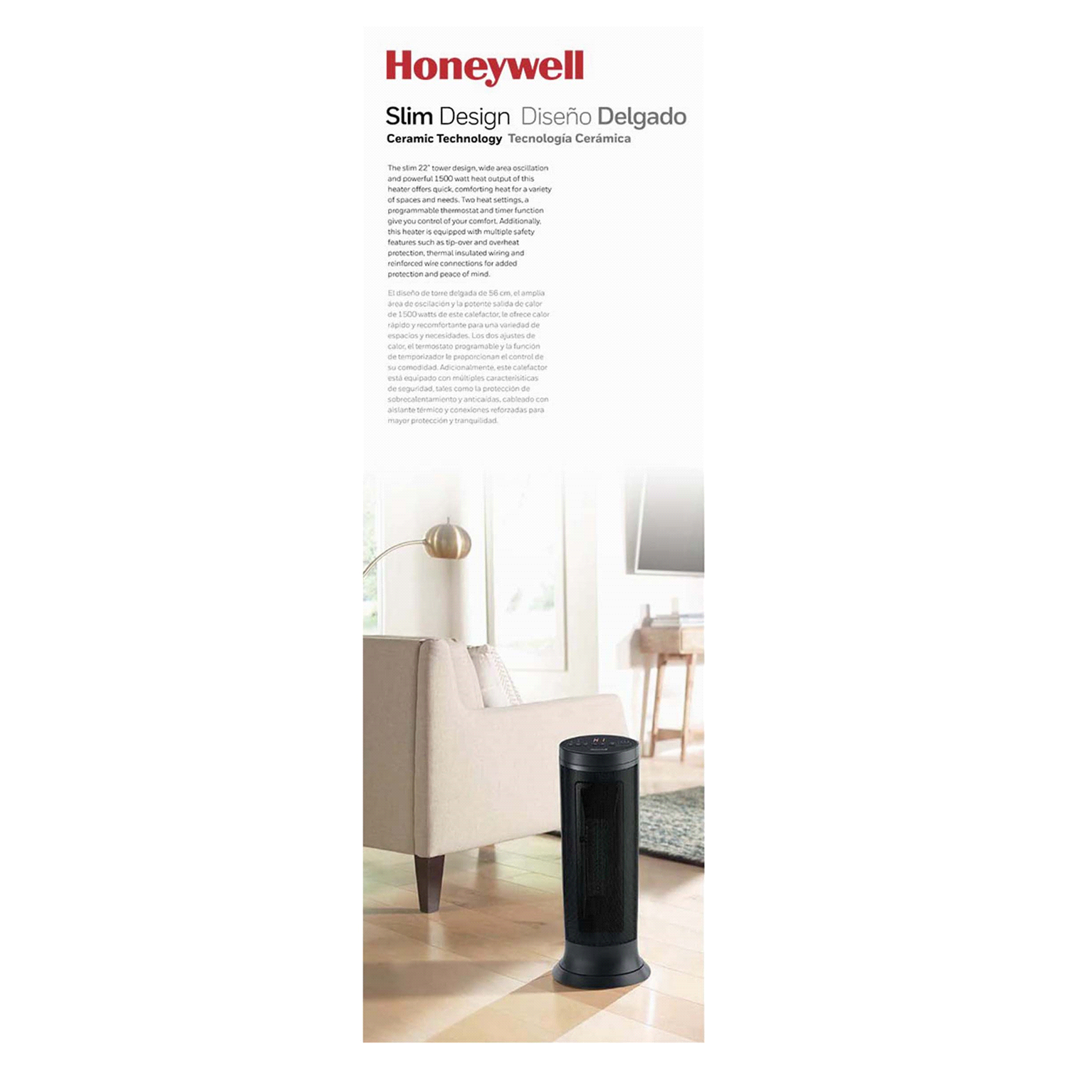 slide 3 of 3, Honeywell Slim Ceramic Tower Whole Room Heater - Black, 1 ct