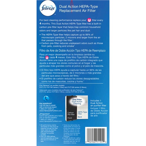 slide 3 of 13, Febreze Dual Action Replacement Air Purifier Filter, 1 ct