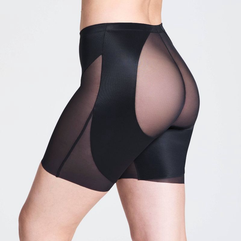 slide 5 of 5, ASSETS by SPANX Booty Lift Mid-Thigh Shapewear - Black L: Nylon, Medium Compression, Bottom Lifting, Thigh Slimming, Sheer, 1 ct