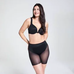 ASSETS by SPANX Booty Lift Mid-Thigh Shapewear - Black 1X: Nylon Blend, Pull-On, Single Layered, Bottom & Thigh Slimming