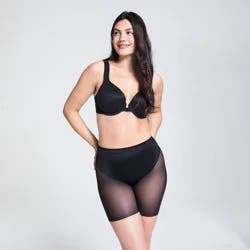 ASSETS by SPANX Booty Lift Mid-Thigh Shapewear - Black 1X: Nylon Blend, Pull-On, Single Layered, Bottom & Thigh Slimming