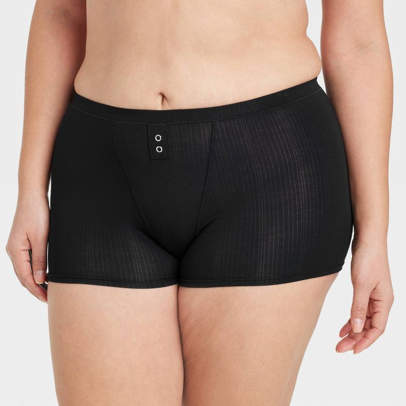 slide 4 of 5, Women's Modal Blend Stretch Boy Shorts Underwear - Auden™ Black XS: Low Rise, Cotton Gusset, Pull-On, 1 ct