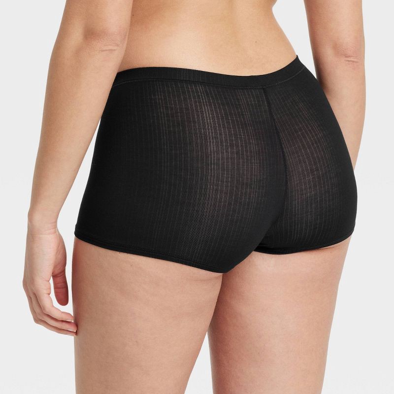slide 2 of 5, Women's Modal Blend Stretch Boy Shorts Underwear - Auden™ Black M: Low Rise, Lightweight, Cotton Gusset, 1 ct
