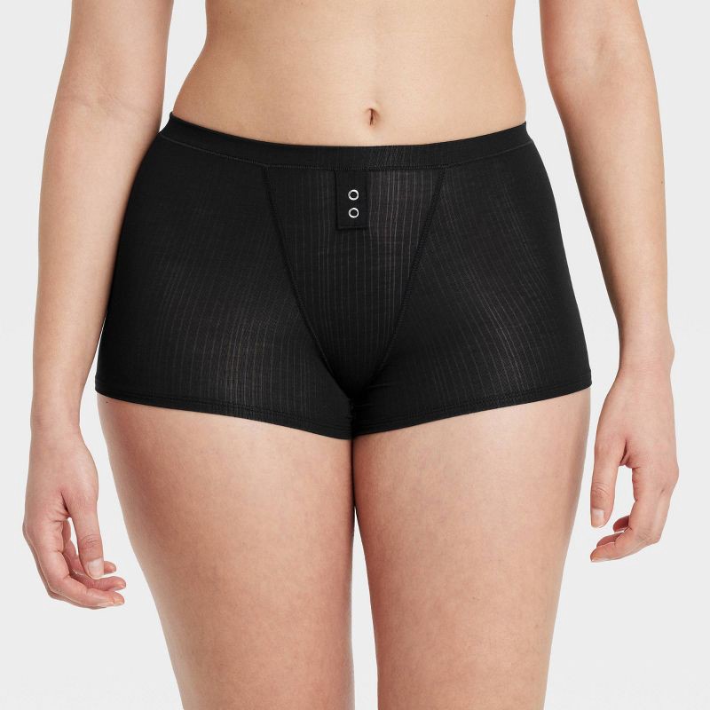 slide 1 of 5, Women's Modal Blend Stretch Boy Shorts Underwear - Auden™ Black M: Low Rise, Lightweight, Cotton Gusset, 1 ct