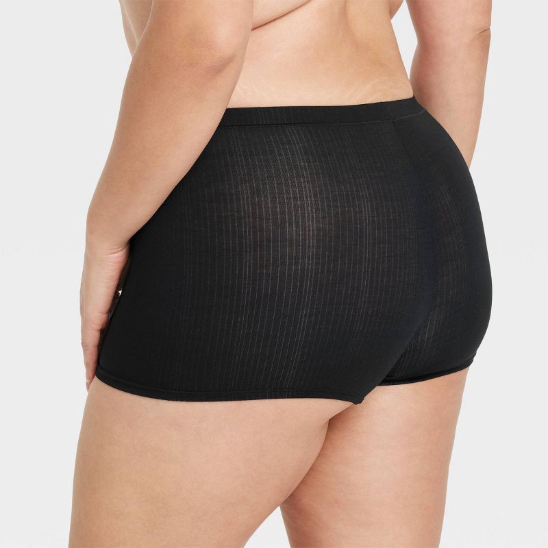 slide 5 of 5, Women's Modal Blend Stretch Boy Shorts Underwear - Auden™ Black L: Low Rise, Lightweight, Cotton Gusset, 1 ct
