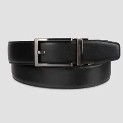 Men's Haggar H26 Adjustable Track lock Dress Belt - Black M: Adjustable Strap, Solid Pattern, Buckle Closure