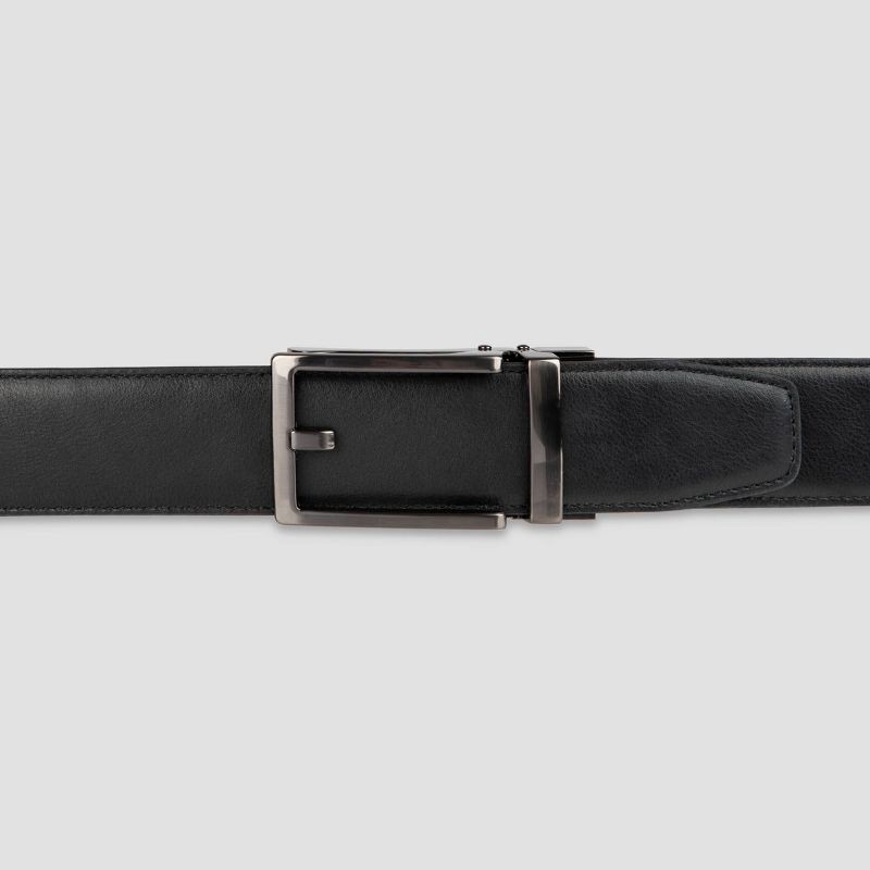 slide 4 of 6, Men's Haggar H26 Adjustable Track lock Dress Belt - Black XL: Adjustable Strap, Solid Pattern, 1 ct
