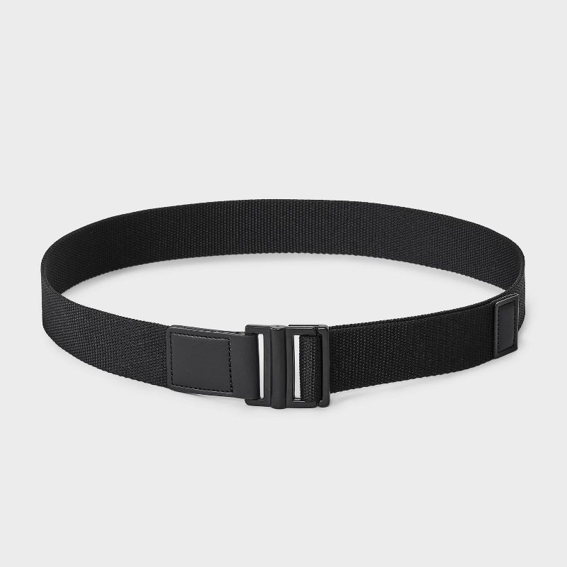 slide 2 of 3, Men's D-Ring Buckle Tonal Web Fabric Belt - Goodfellow & Co™ Black L, 1 ct