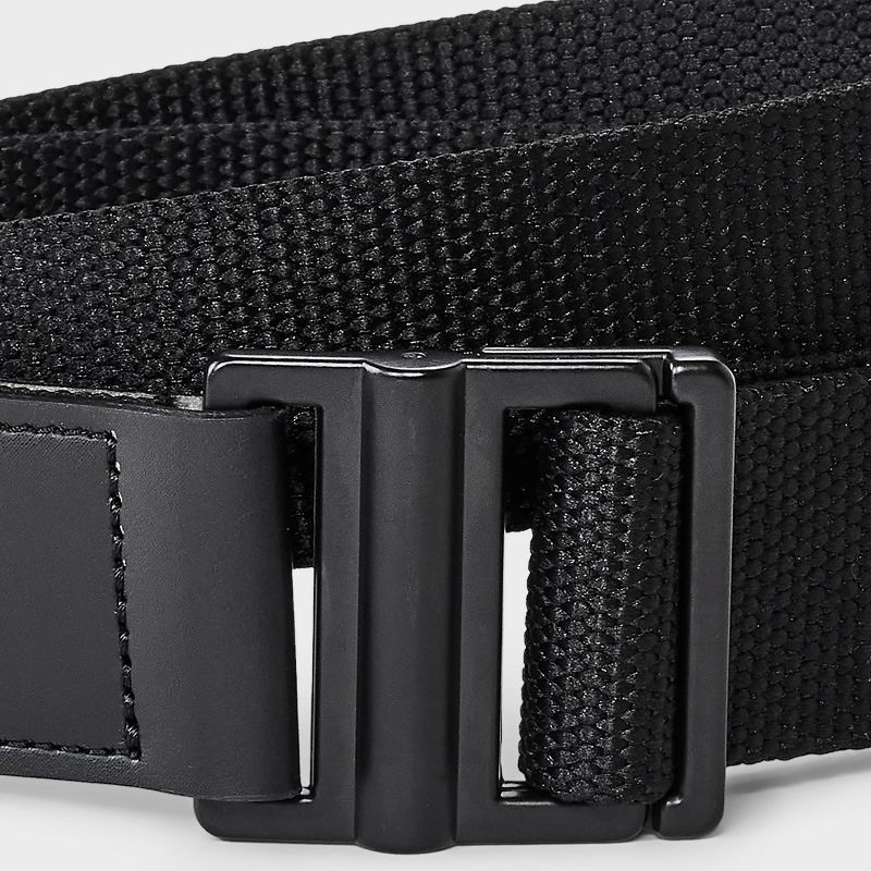 slide 3 of 3, Men's D-Ring Buckle Tonal Web Fabric Belt - Goodfellow & Co™ Black L, 1 ct