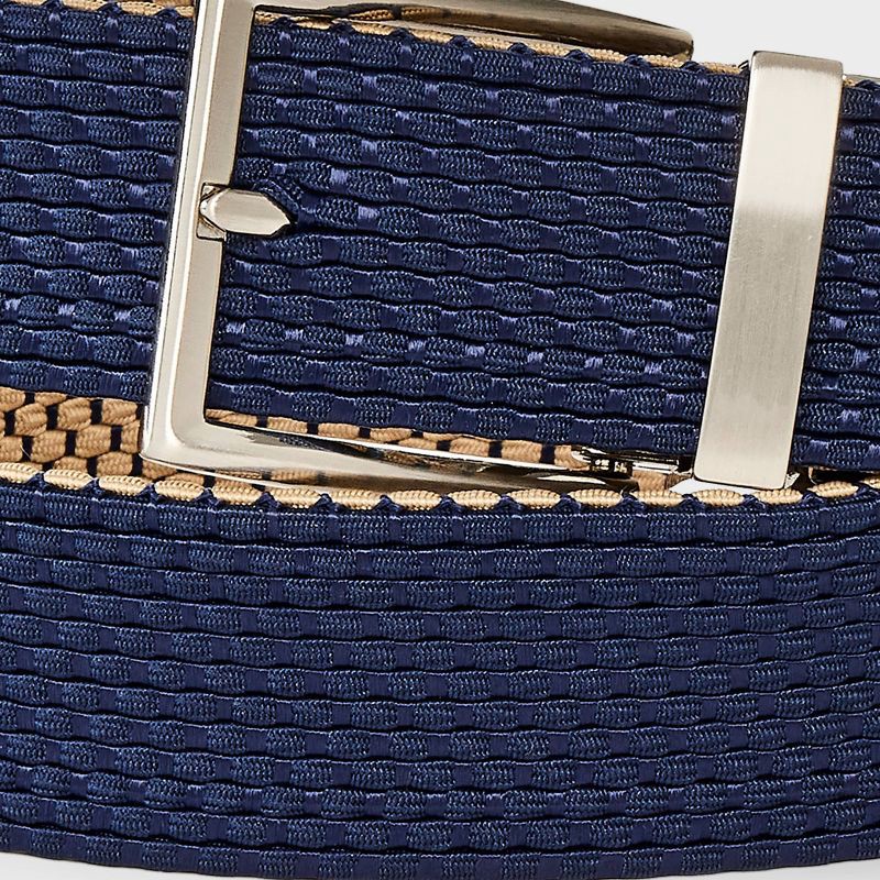 slide 4 of 4, Men's Two-in-One Reversible Fabric Web Belt - Goodfellow & Co™ Navy Blue M, 1 ct
