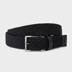 Men's Stretch Fabric Braided Fully Adjustable Web Belt - Goodfellow & Co™ Black XL: Elastic Strap, Buckle Closure
