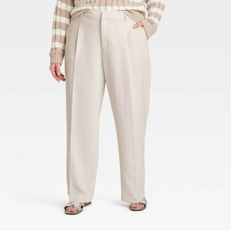 slide 1 of 3, Women's Signature Crepe Essential Trouser - A New Day™ Off-White 17, 1 ct