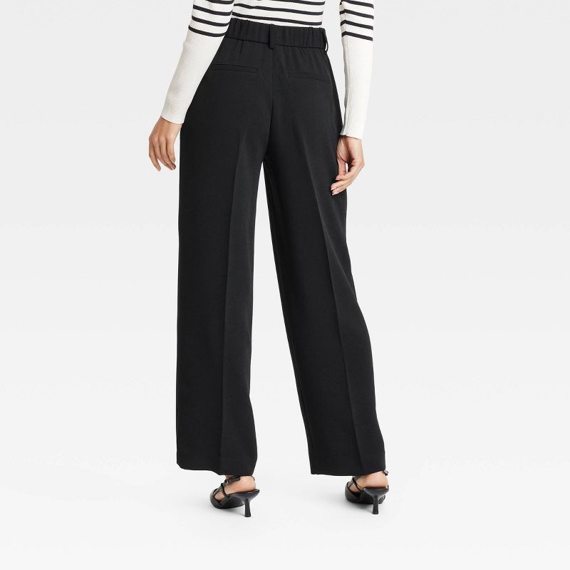 slide 2 of 3, Women's Signature Crepe Essential Trouser - A New Day™ Black 4: High Rise, Straight Leg, 30.5" Inseam, 1 ct