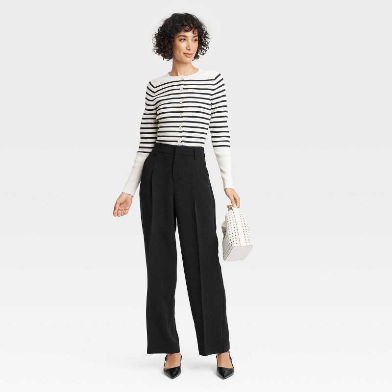 slide 3 of 3, Women's Signature Crepe Essential Trouser - A New Day™ Black 4: High Rise, Straight Leg, 30.5" Inseam, 1 ct