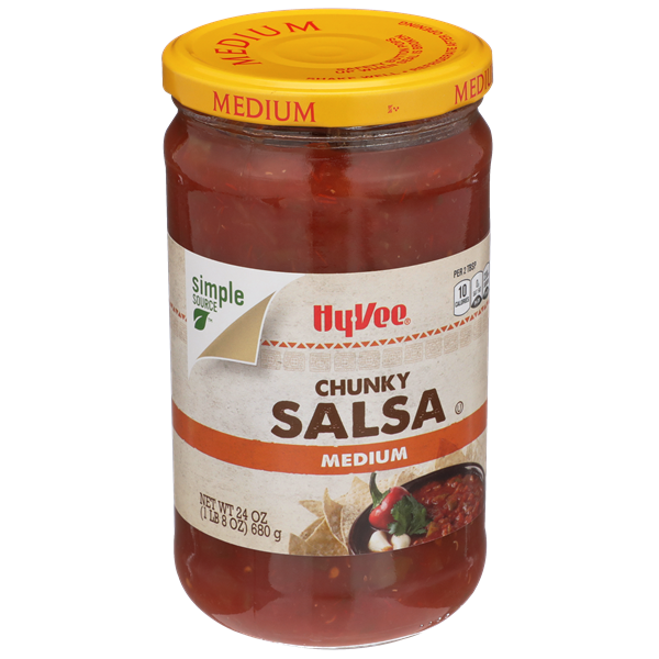 slide 1 of 1, Hy-Vee Medium Chunky Salsa, 24 oz