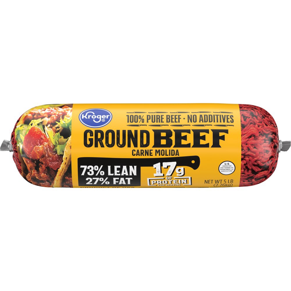 slide 3 of 4, Kroger Ground Beef 73% Lean 27% Fat, 5 lb