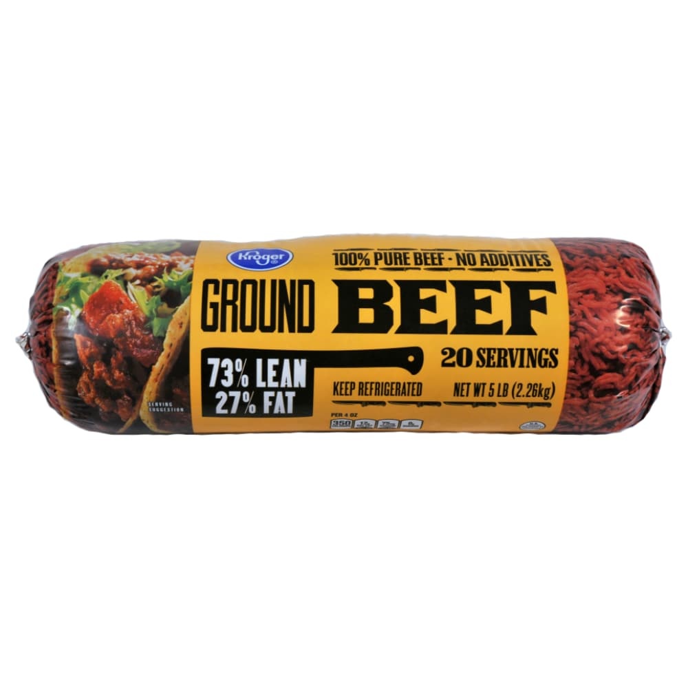 slide 1 of 1, Kroger Ground Beef 73% Lean 27% Fat, 5 lb