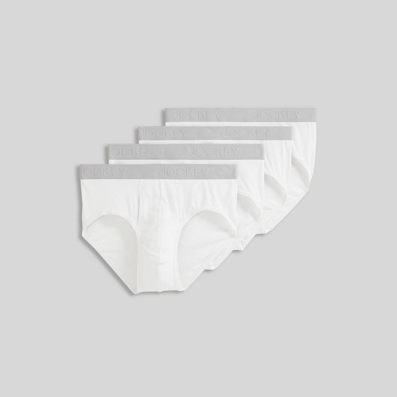 slide 3 of 3, Jockey Generation™ Men's 4pk Lightweight Cotton Briefs - White L: Mid Rise, Knit, Elastic Waistband, 4 ct