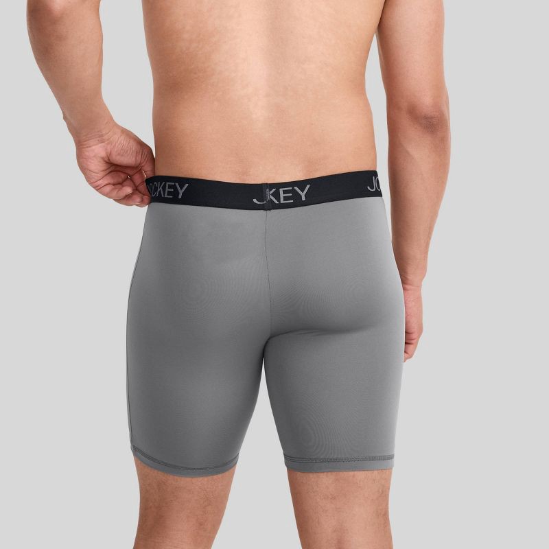 slide 2 of 3, Jockey Generation™ Micro Stretch Long Leg Boxer Briefs - Black/Gray S: Lightweight Knit, Mid Rise, Absorbent Panel, 3-Pack, 1 ct