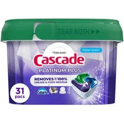 Cascade Platinum Plus Pods Dishwasher Detergent - Fresh - 31ct