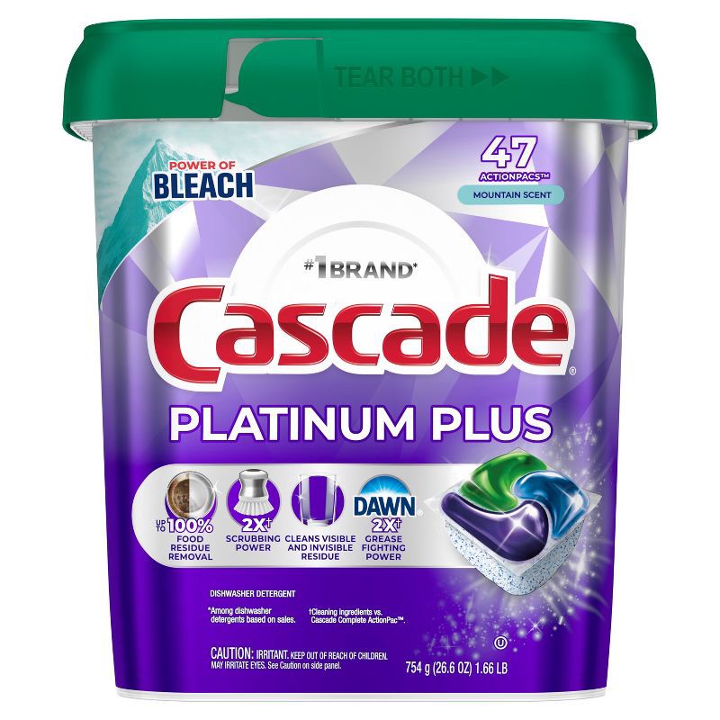 slide 2 of 12, Cascade Platinum Plus Pods Dishwasher Detergent - Mountain Scent - 47ct, 47 ct