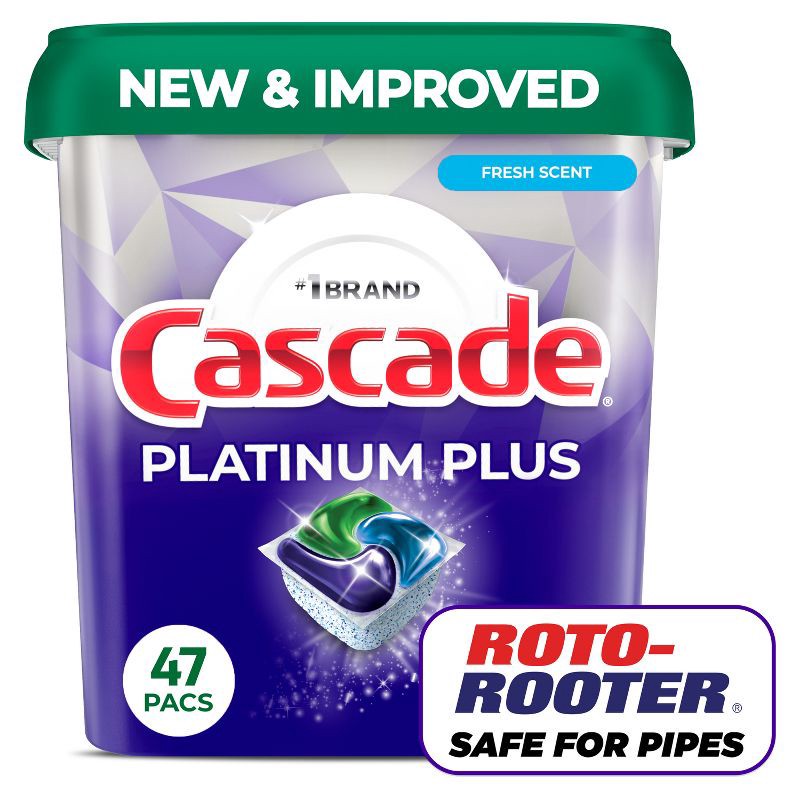 slide 1 of 10, Cascade Platinum Plus Pods Dishwasher Detergent - Mountain Scent - 47ct, 47 ct