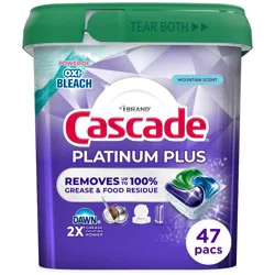 Cascade Platinum Plus Pods Dishwasher Detergent - Mountain Scent - 47ct: Multi-Surface, Removes Fingerprints, Removes Grease