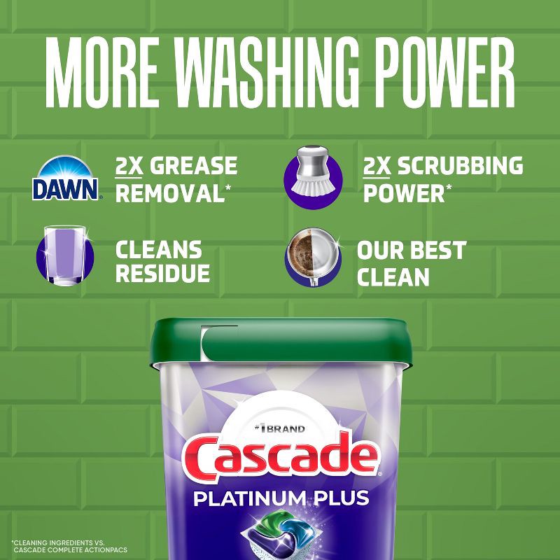 slide 4 of 12, Cascade Platinum Plus Pods Dishwasher Detergent - Fresh - 57ct, 57 ct
