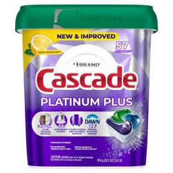Cascade Platinum Plus Pods Dishwasher Detergent - Lemon - 57ct
