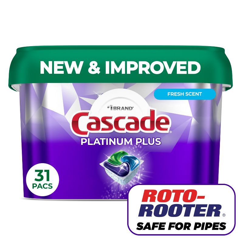 slide 9 of 10, Cascade Platinum Plus Pods Dishwasher Detergent - Lemon - 31ct, 31 ct