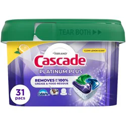 Cascade Platinum Plus Pods Dishwasher Detergent - Lemon - 31ct