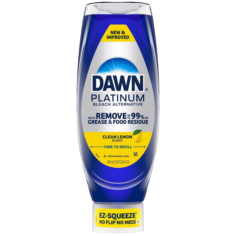 slide 2 of 10, Dawn Platinum Bleach Alternative Ez Squeeze Liquid Dish Soap Lemon - 24 fl oz: Multi-Surface Grease Remover, 24 fl oz