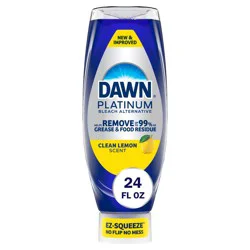 Dawn Platinum Bleach Alternative Ez Squeeze Liquid Dish Soap Lemon - 24 fl oz: Multi-Surface Grease Remover