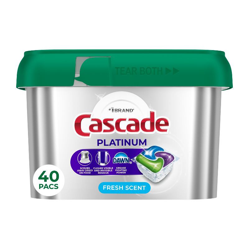 slide 1 of 9, Cascade Platinum Pods Dishwasher Detergent - Fresh - 40ct, 40 ct