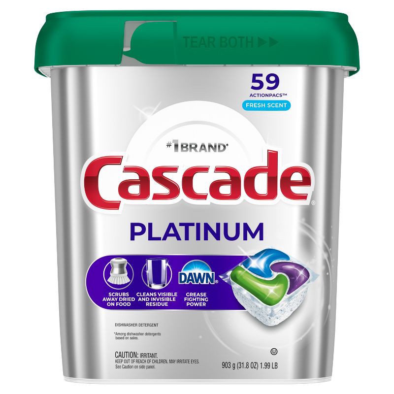 slide 9 of 10, Cascade Platinum Pods Dishwasher Detergent - Fresh - 59ct, 59 ct