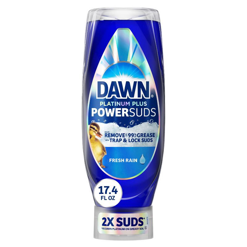 slide 1 of 11, Dawn Platinum Plus PowerSuds Ez Squeeze Dish Soap - Fresh Rain - 17.4 fl oz: Liquid, Removes Grease, Multi-Surface, 17.4 fl oz
