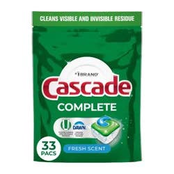 Cascade Fresh Scent Complete Pods Dishwasher Detergents - 33ct