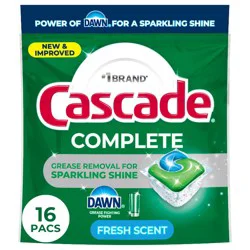 Cascade Fresh Scent Complete Pods Dishwasher Detergents - 16ct