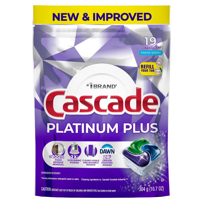 slide 1 of 11, Cascade Platinum Plus Pods Dishwasher Detergent - Fresh - 19ct, 19 ct