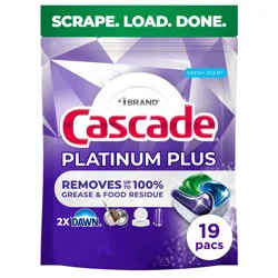 Cascade Platinum Plus Pods Dishwasher Detergent - Fresh - 19ct